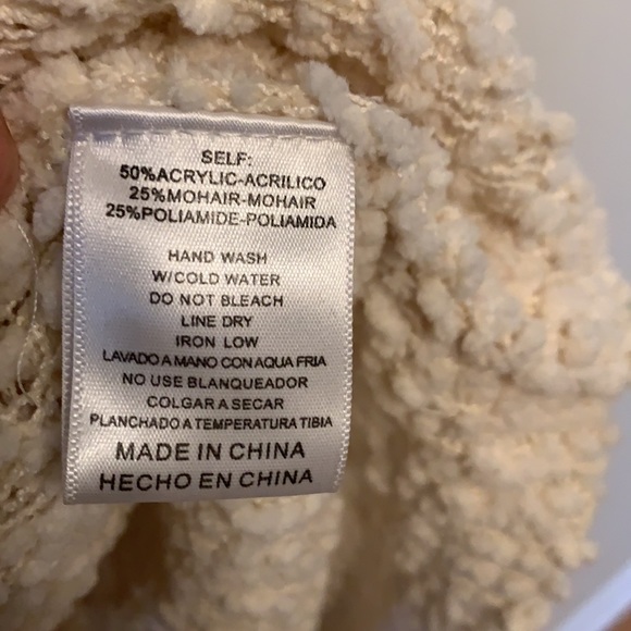 Listicle Chunky Fuzzy Popcorn Knit Button Front Long Lined Cardigan Hoodie Sz ML - Picture 6 of 7